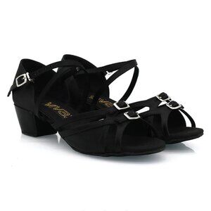 Vivaz Nova Black Satin 1.6" Cuban Heel Women's Dance Shoes, Size US9